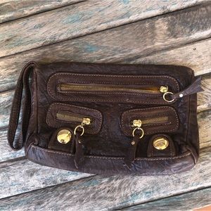 Gustto Leather Wristlet Chocolate Brown